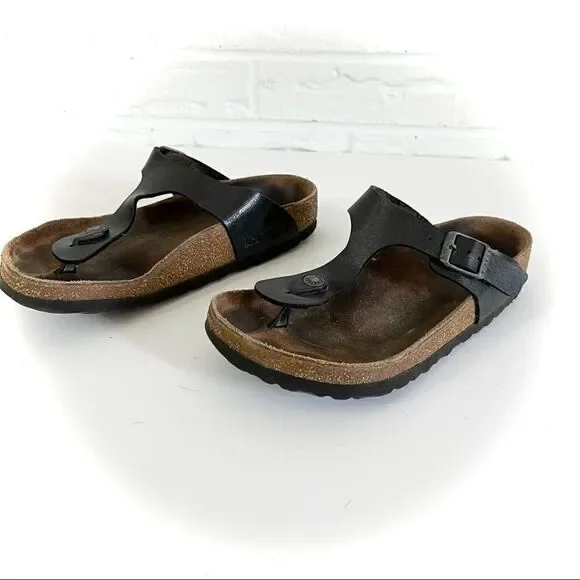 Birkenstock Gizeh Women’s Leather Sandals Black Size 36 5-5.5 - Picture 4 of 7